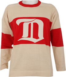 old english d red wings jersey